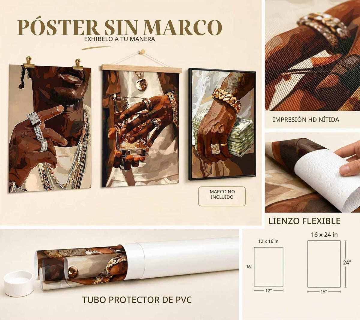 3 piezas de arte de pared de moda afroamericano, hombre negro moder...