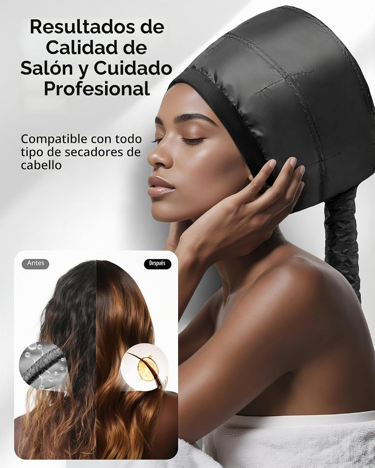 Secador de pelo con capucha para acondicionamiento profundo \u2013...