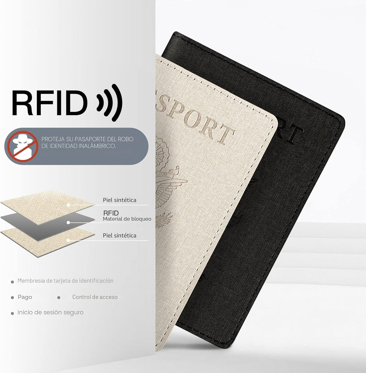 Funda para pasaporte de vacunación, Blanco&amp;negro | Cartera con...