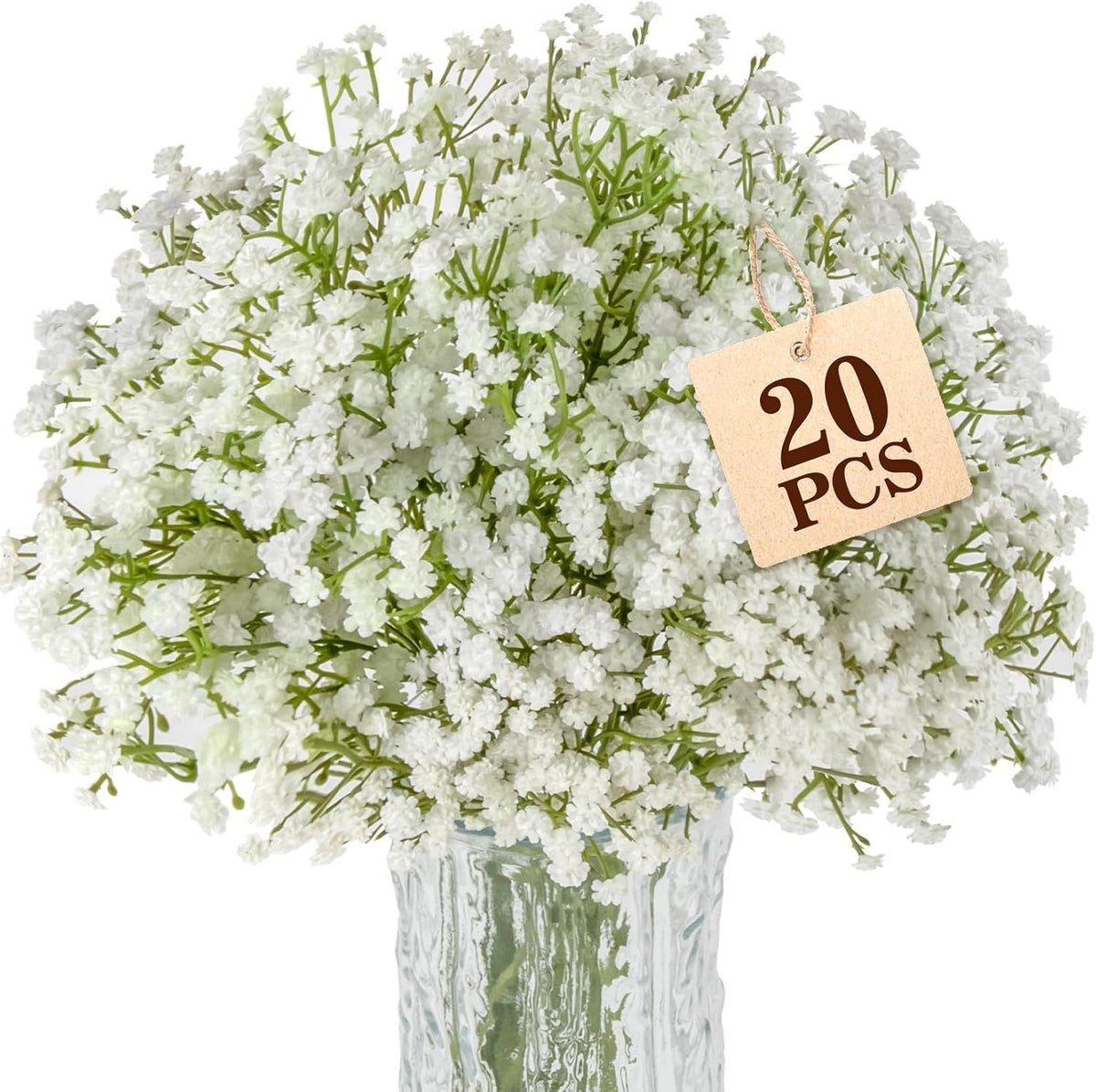 Sukh 20 flores artificiales de aliento de bebé, gypsophila falsa bl...