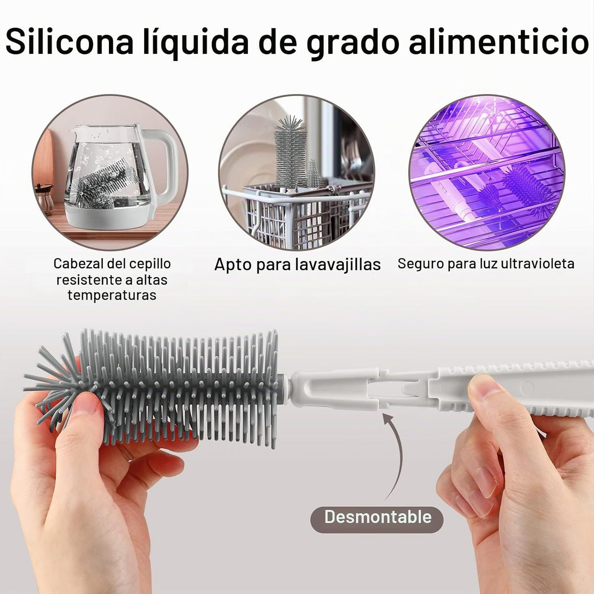 Cepillo para biberones, juego de limpiador de biberones 6 en 1 con...