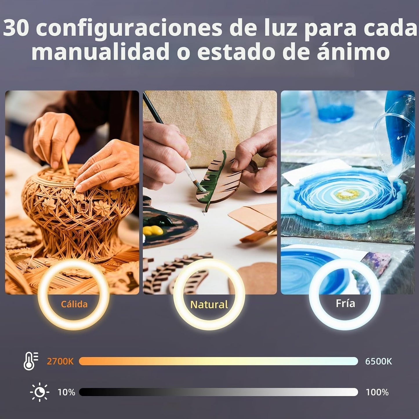 Anillo de luz ultra brillante de 18W para escritorio con soporte de...