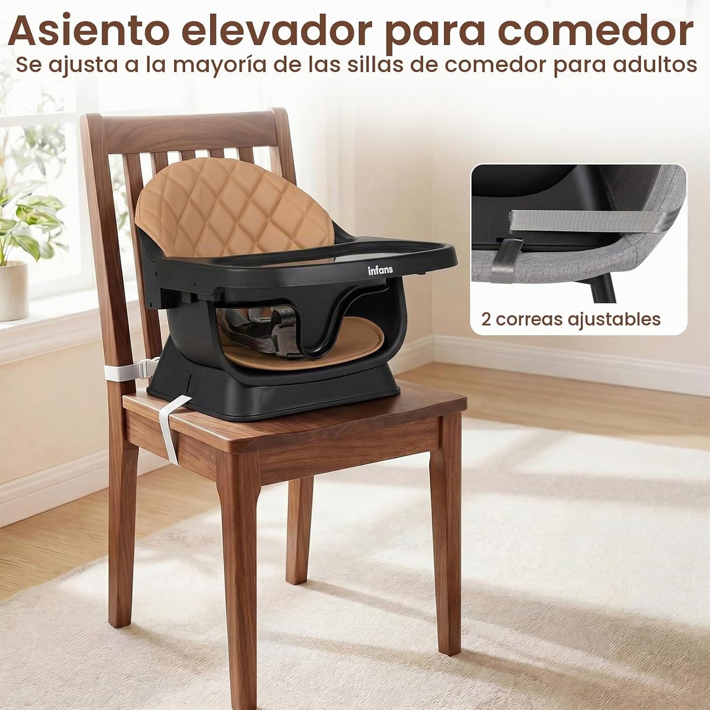 INFANS Silla alta para bebé, silla alta convertible de madera 6 en...
