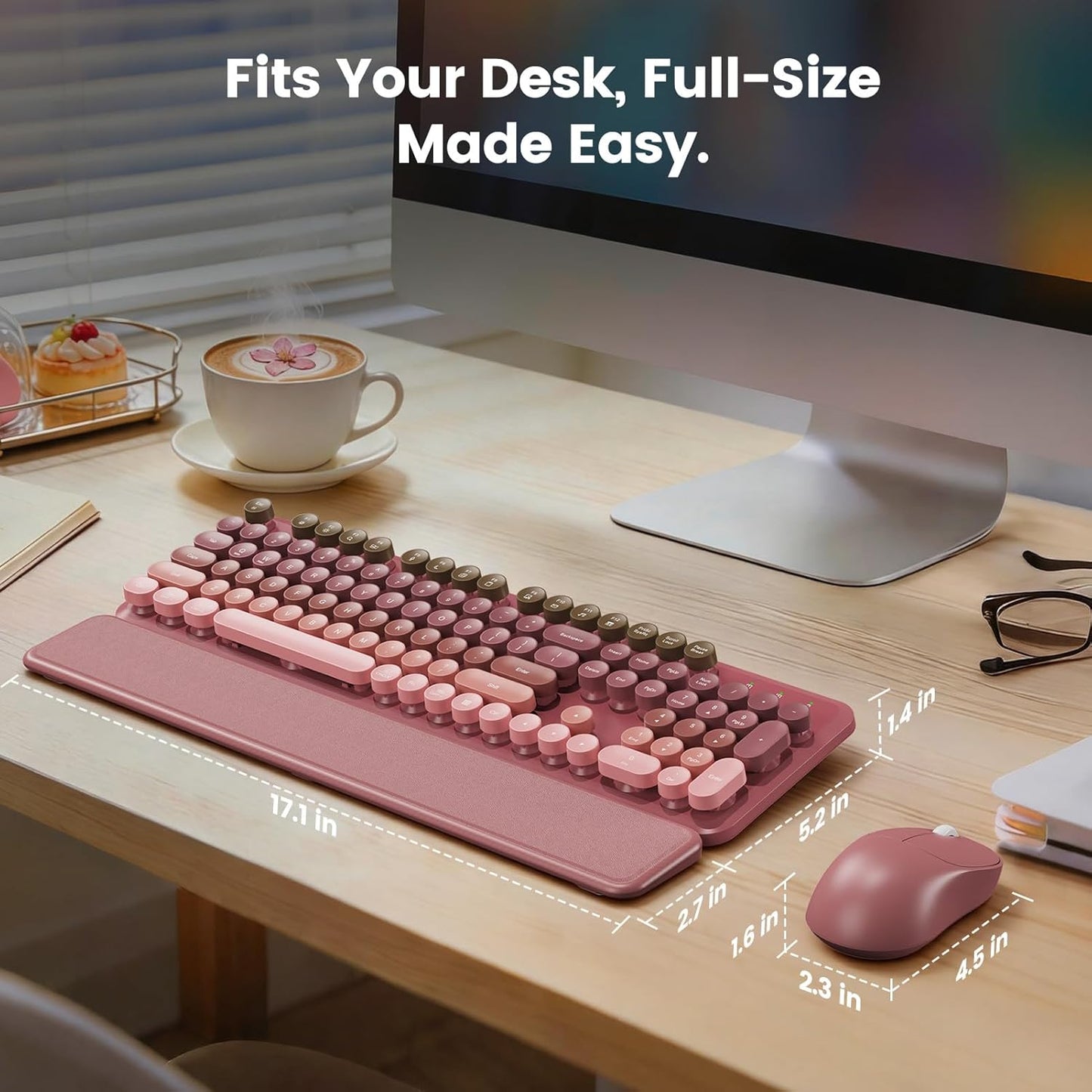 Combo de teclado y mouse inalámbricos, reposamuñecas magnético suav...