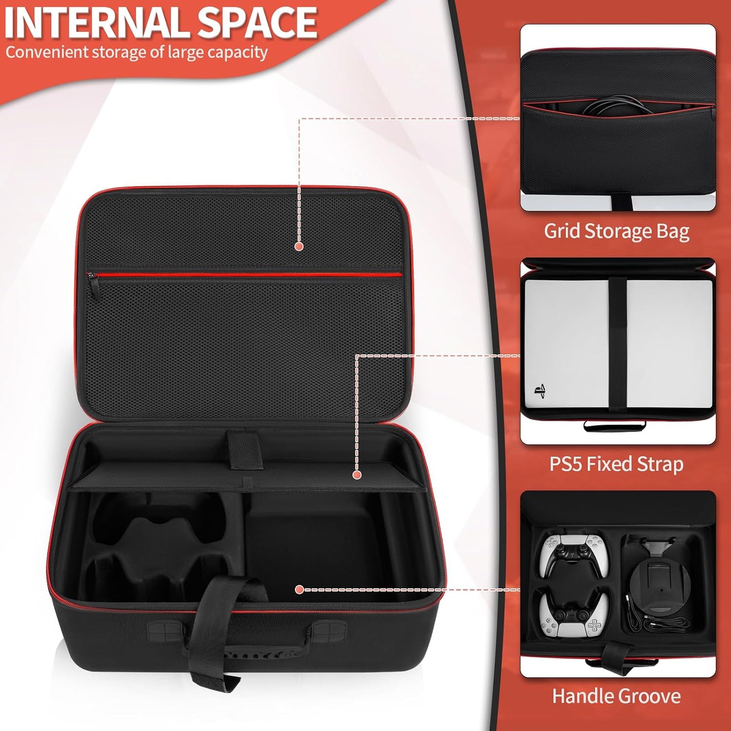 GMAK Estuche rígido de transporte para PS5, estuche protector, bols...