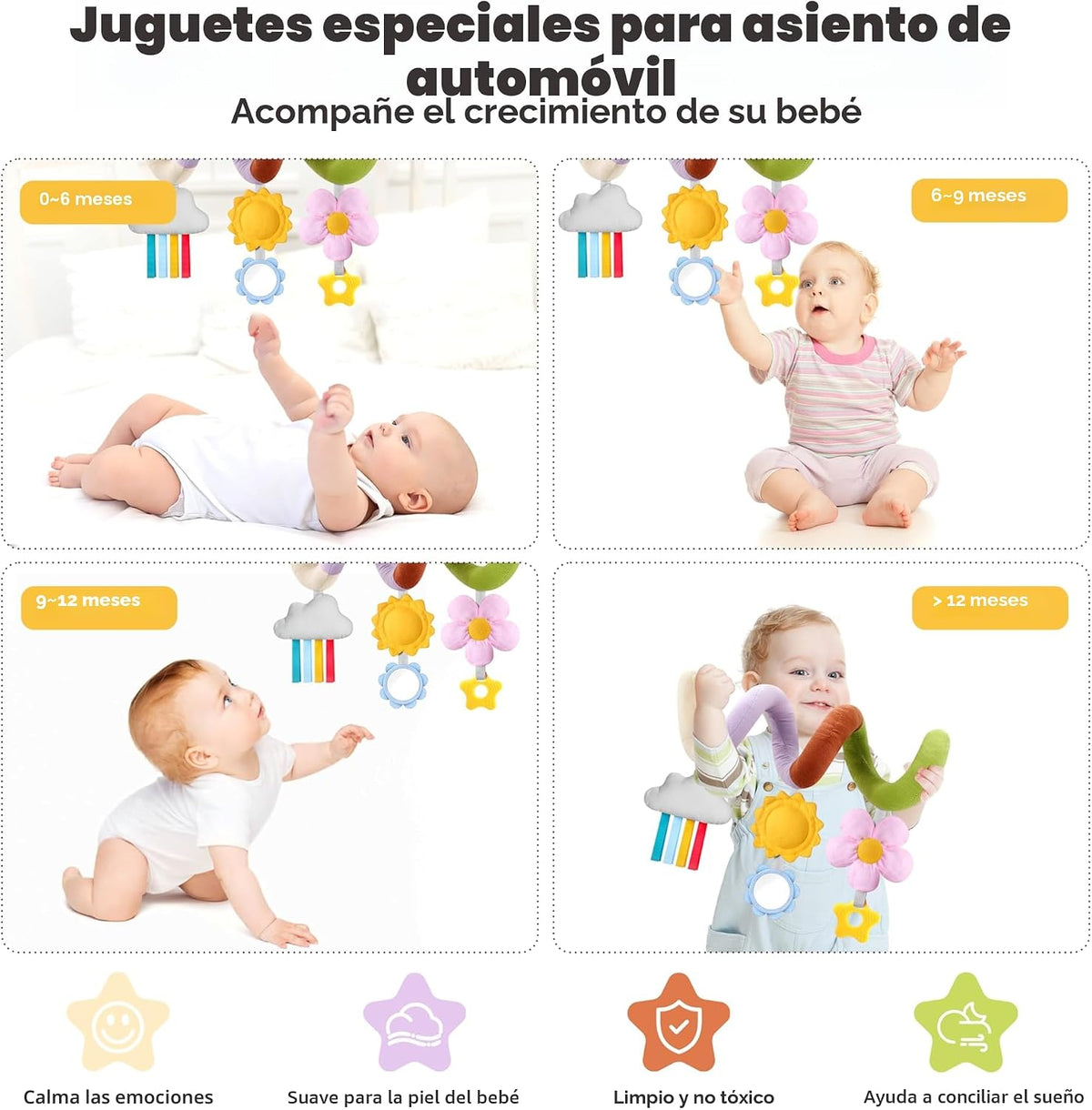 Stuffed Juguetes en espiral para asiento de automóvil para bebé, lo...