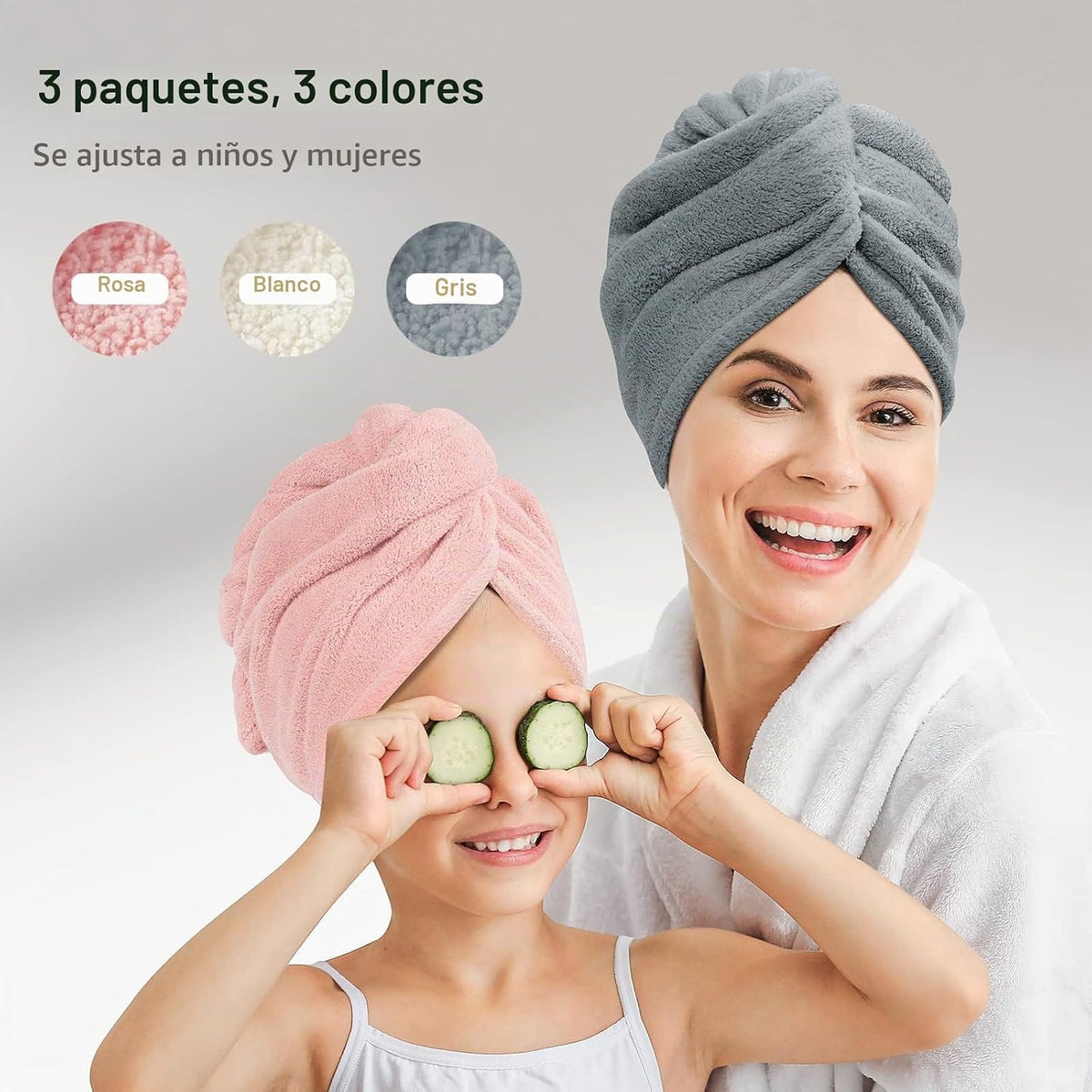 YFONG Paquete de 3 Toallas Envolventes de Microfibra para el Cabell...