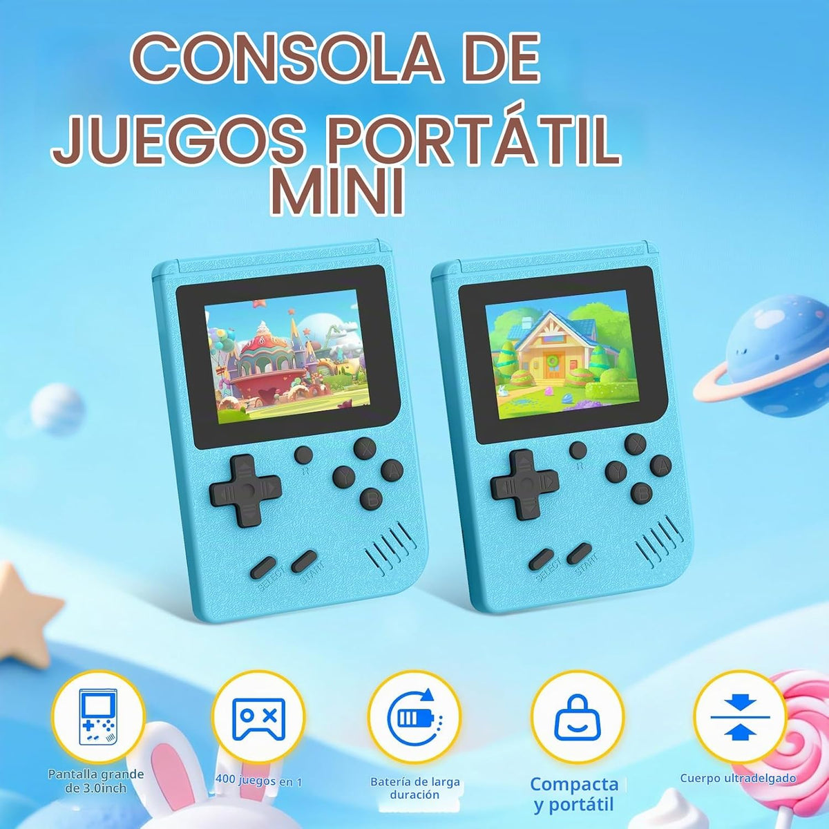 Mini consola de juegos portátil con pantalla IPS de 3.0 pulgadas, c...