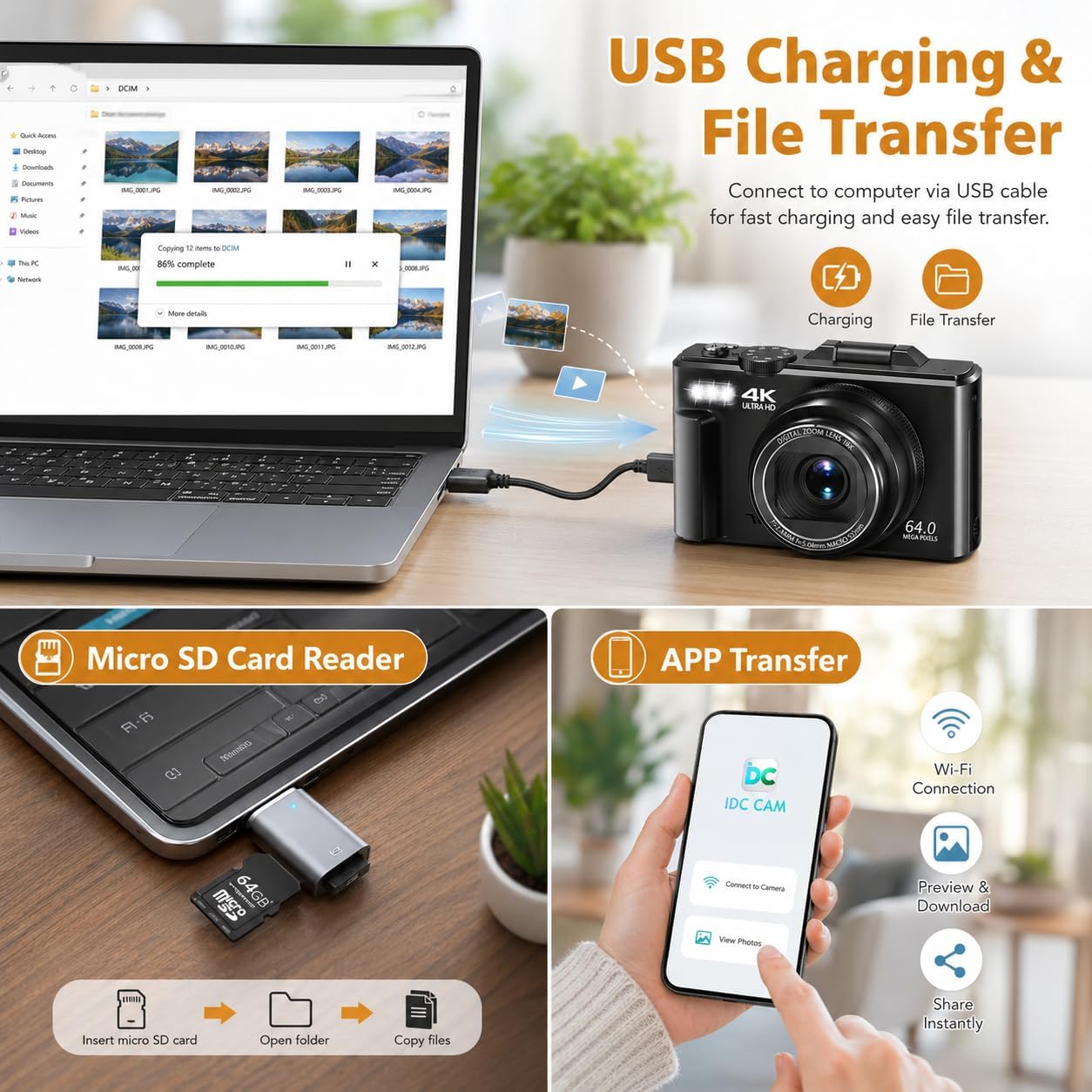Cámara digital 4K para fotografía, cámara de vlogging de 64MP para...