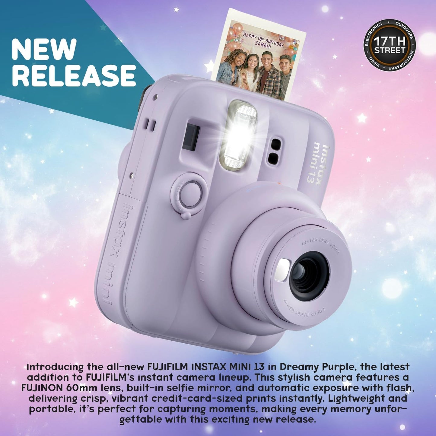 FUJIFILM INSTAX MINI 13 - Cámara de película instantánea (morado os...