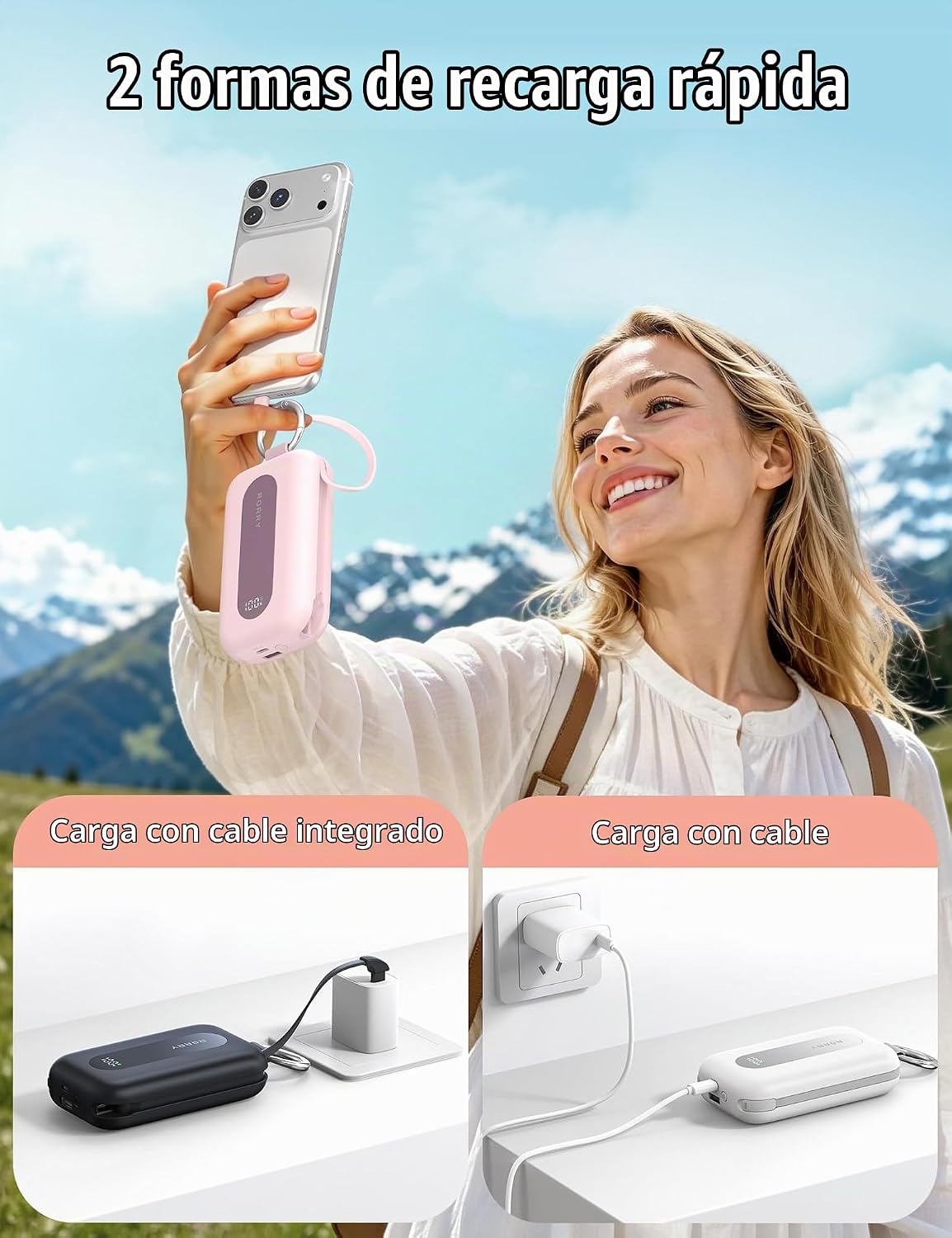 RORRY CharmGo Cargador portátil 20000mAh 30W Power Bank 4 en 1 Bate...