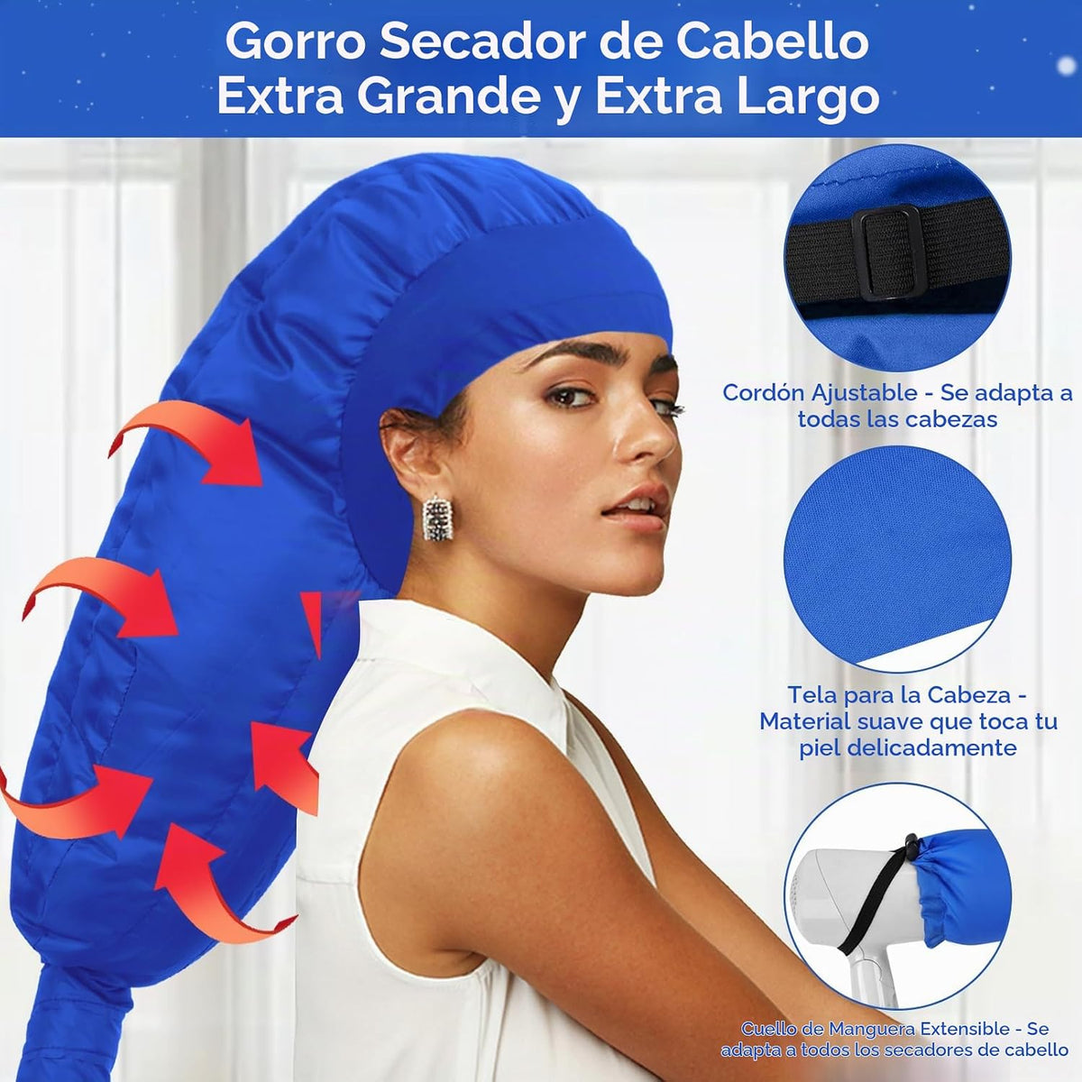 TEPENAR Accesorio de Gorro para Secador de Pelo: Secador con Capuch...