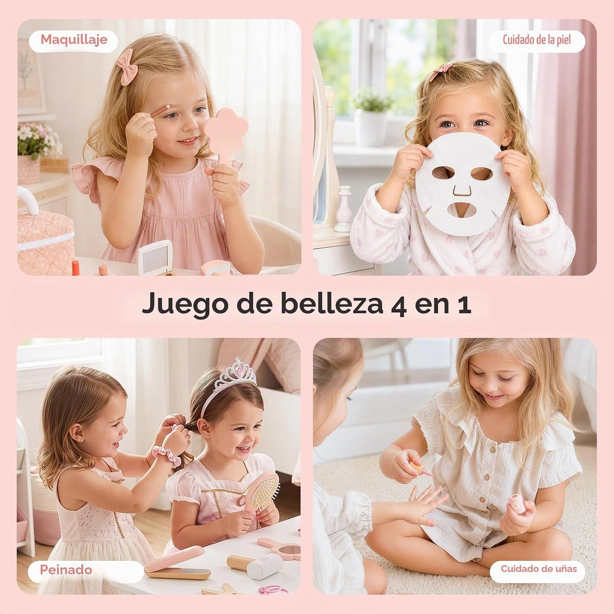 OOOK Maquillaje de madera para niños pequeños de 3 a 5 años con 23...