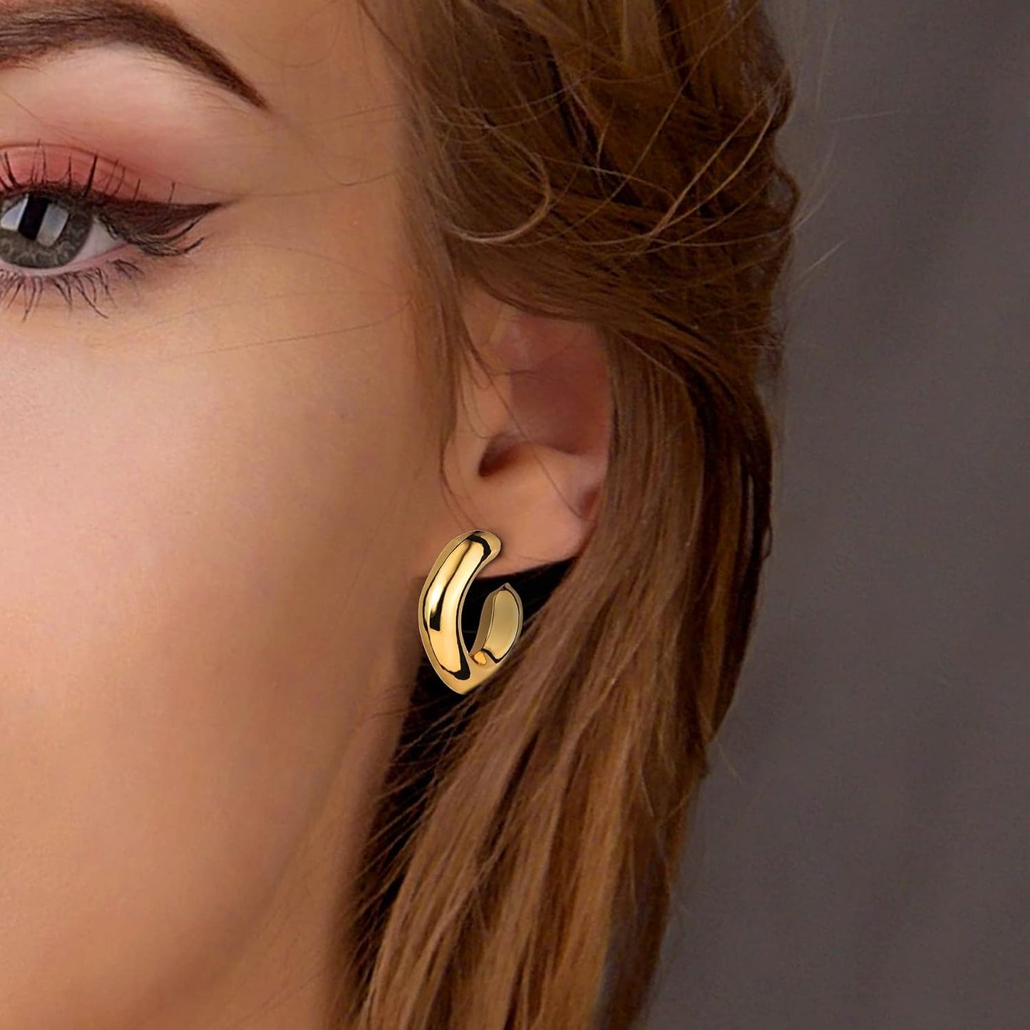 6 pares de aretes de aro chapados en oro de 14 quilates para mujer,...