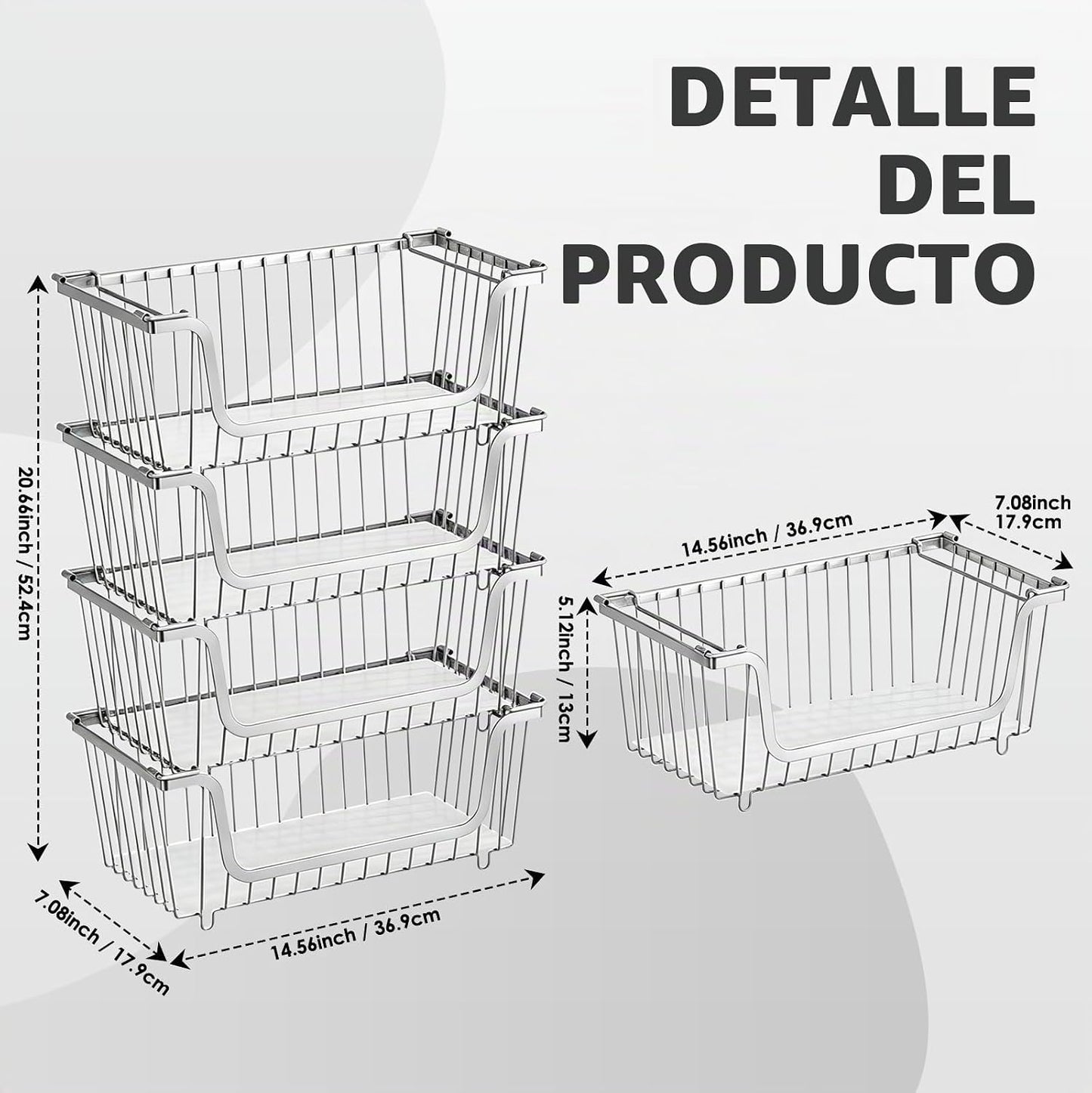 GAOKASE 4 cestas apilables de alambre para organizadores y almacena...