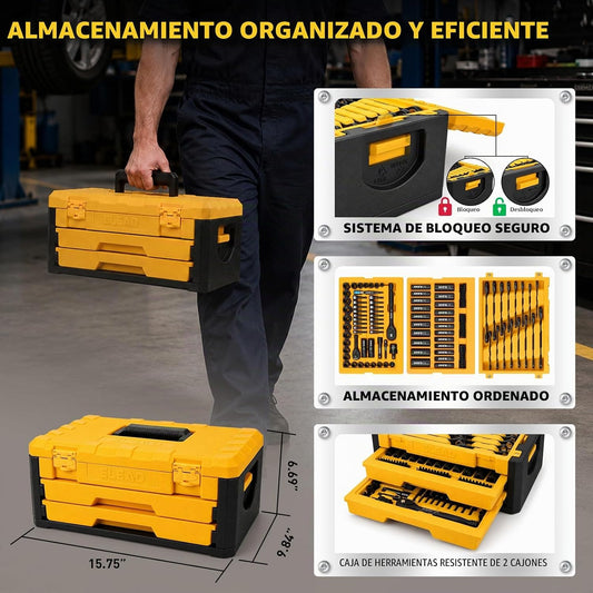 ELEAD Juego de herramientas mecánicas de 148 piezas, SAE\/métricas...