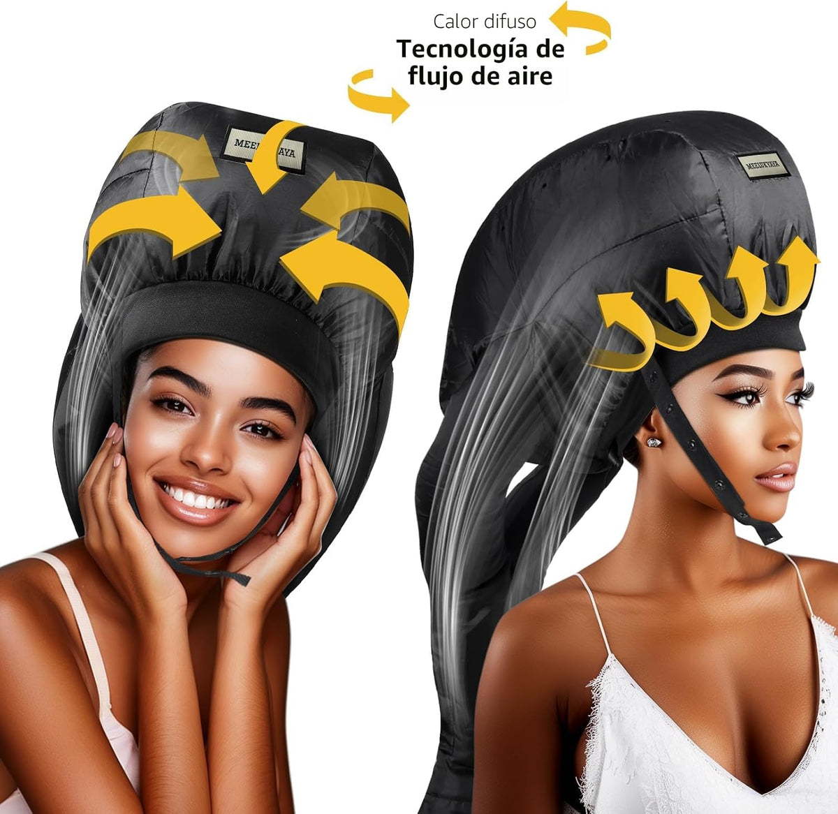 Gorro de secador de pelo con capucha, tubos dobles mejorados, inclu...