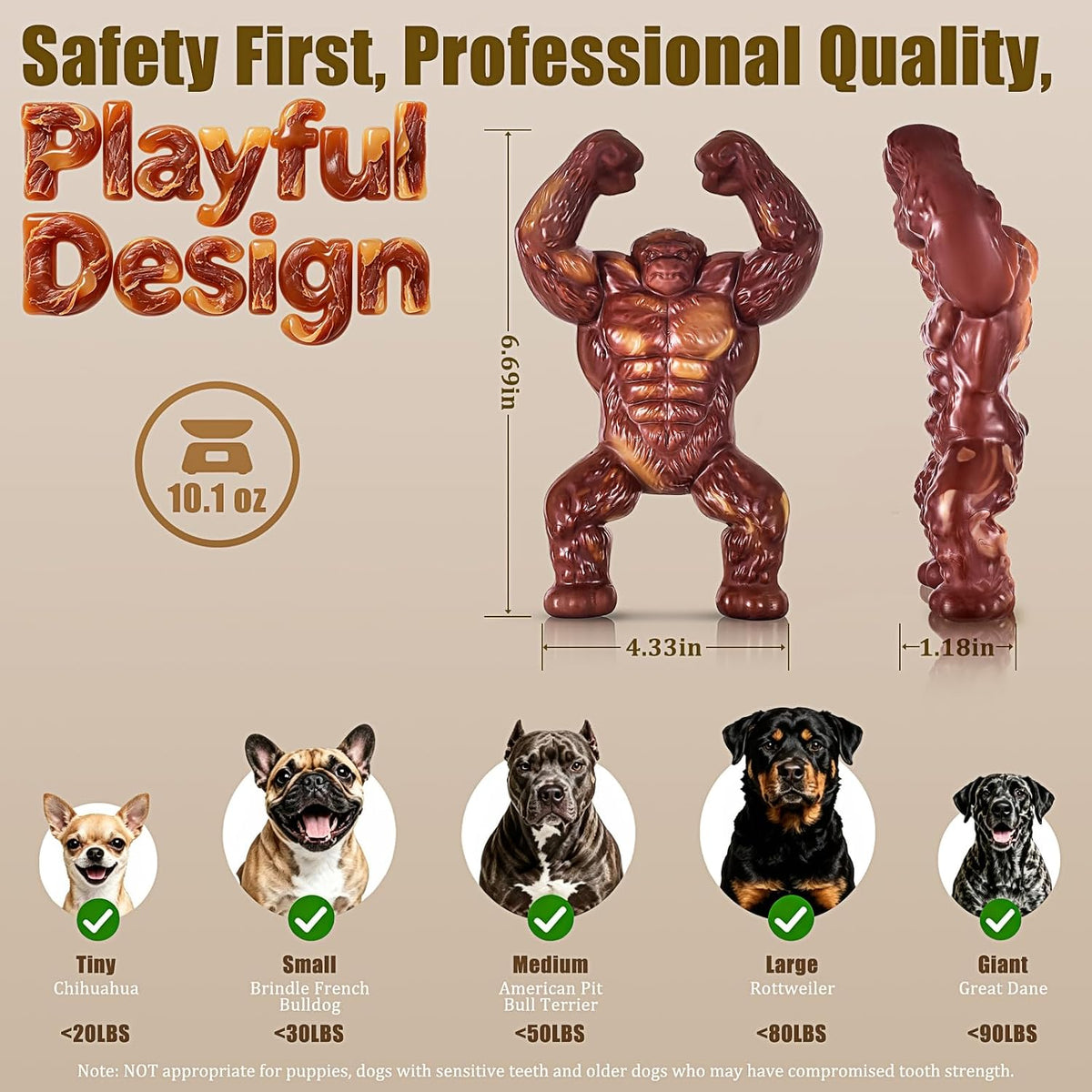PETSTA Juguetes indestructibles para perros masticadores agresivos,...