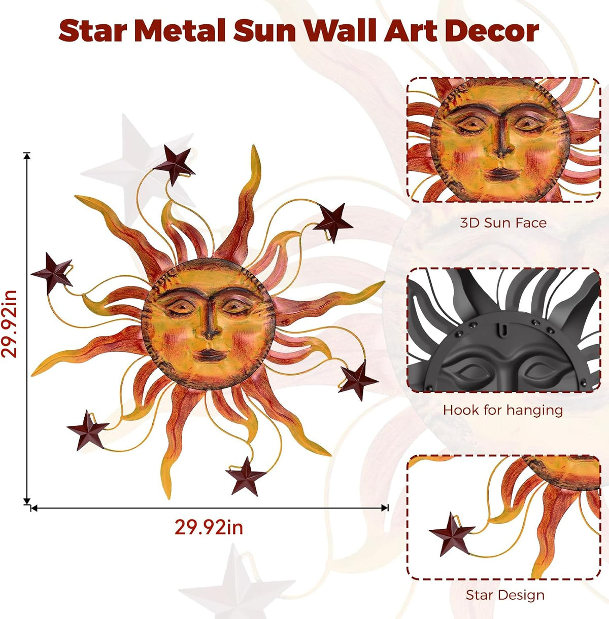 VESTCDF Decoración artística de pared de metal para exteriores, 30...