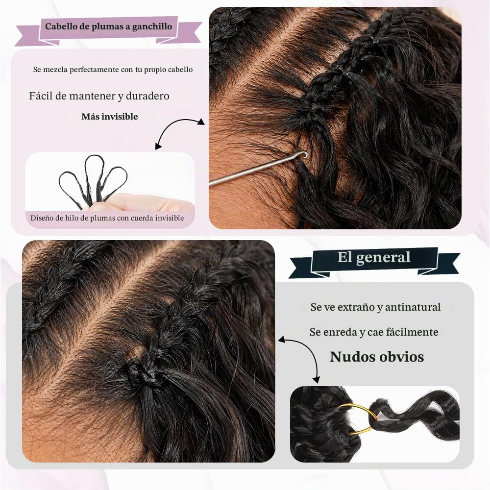 Goulus Cabello humano rizado birmano de 4.23 oz, sin nudos, con plu...