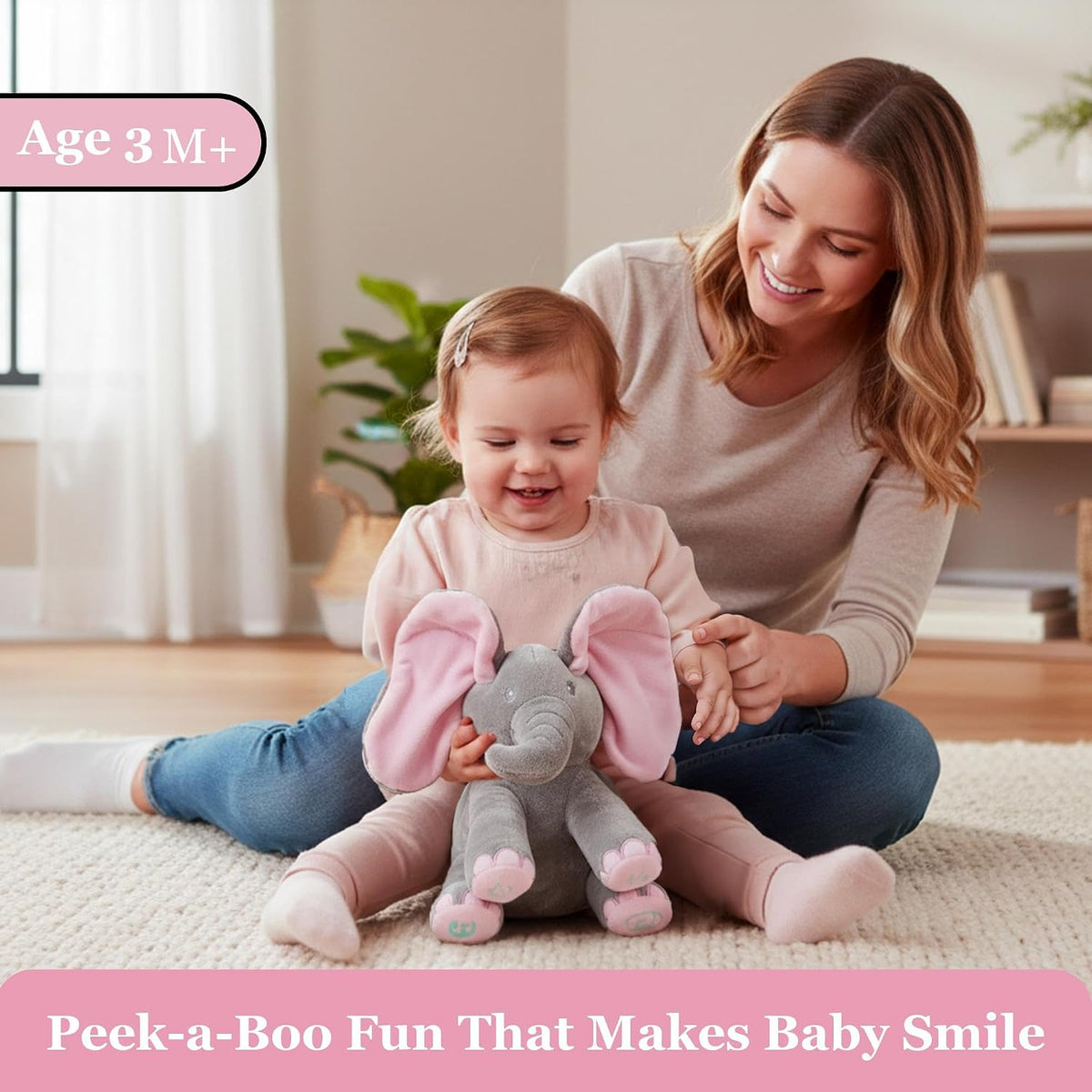 Dimple Kaia Elefante de Peek A Boo, Animal de Peluche Cantando Inte...