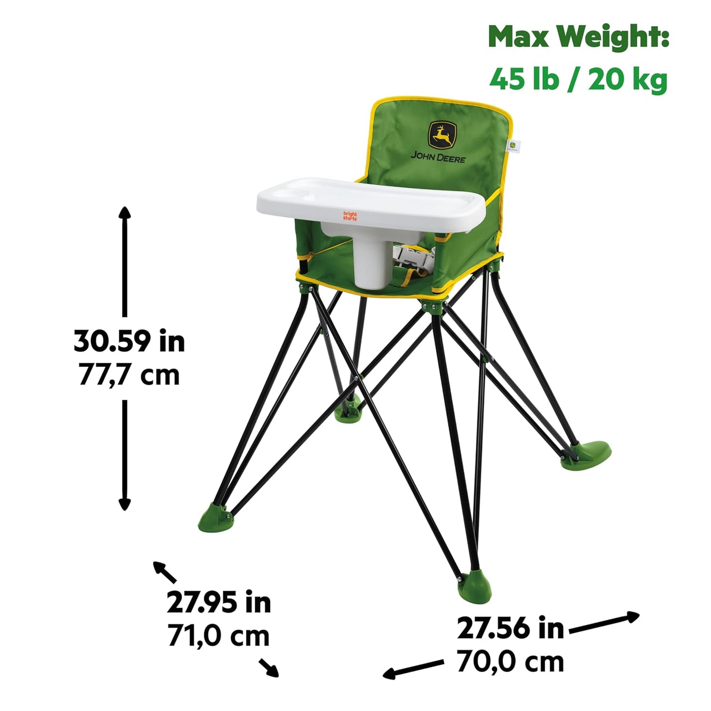 Bright Starts John Deere Pop 'N Dine - Silla alta portátil, int...
