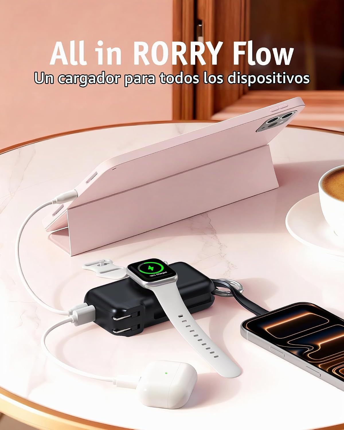 RORRY Cargador portátil de flujo 10000mAh 40W enchufe de pared Banc...