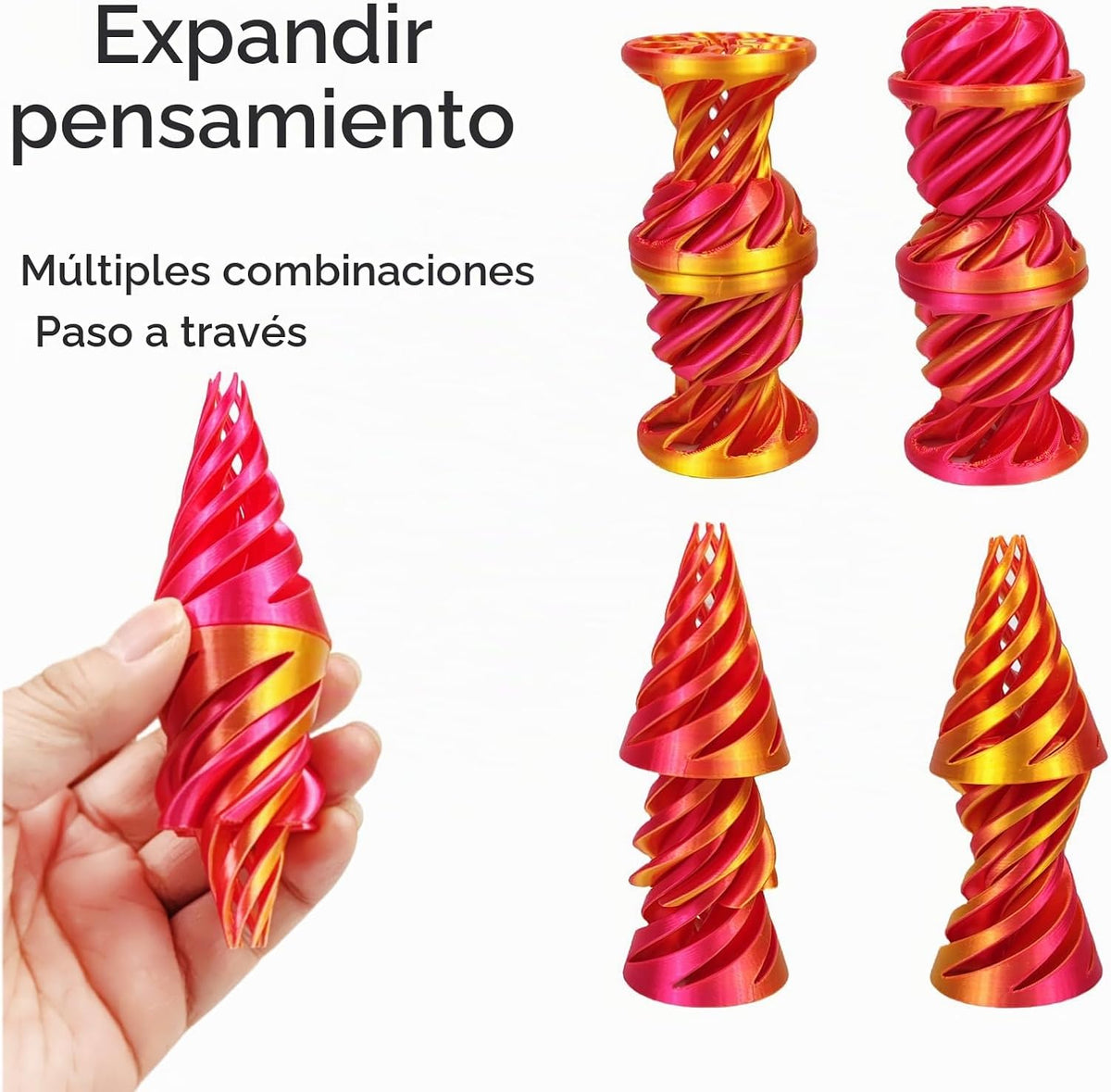 3 piezas 3D impreso pirámide imposible passthrough escultura, cono...