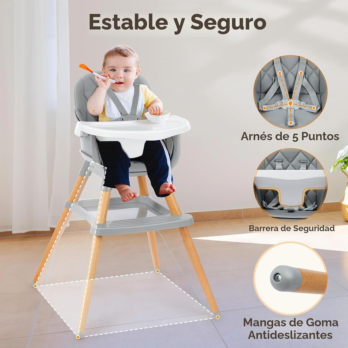 Ezebaby Sillas altas 6 en 1 para bebés y niños pequeños, silla alta...