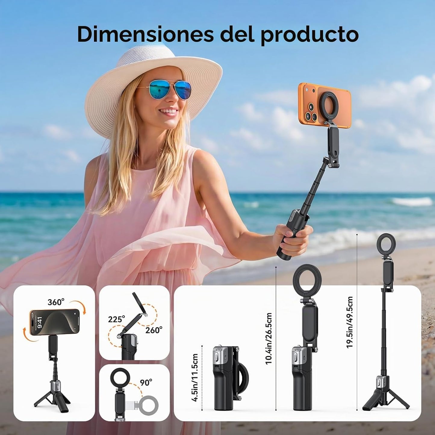 AMAZEAR Agarre para cámara de teléfono con trípode para selfie, acc...