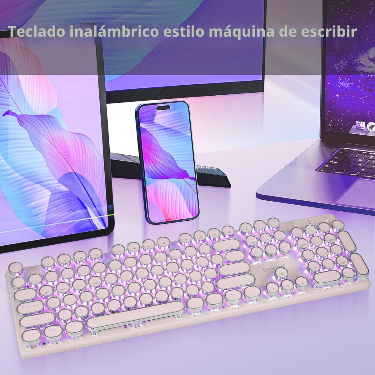 Redragon K710 Teclado Mecánico Inalámbrico Tipo Máquina de Escribir...