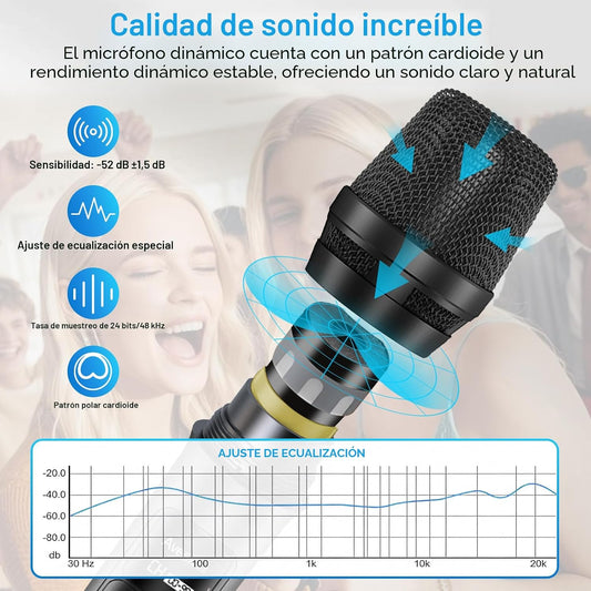 Aveek Sistema de micrófono inalámbrico, paquete de 4, micrófonos de...