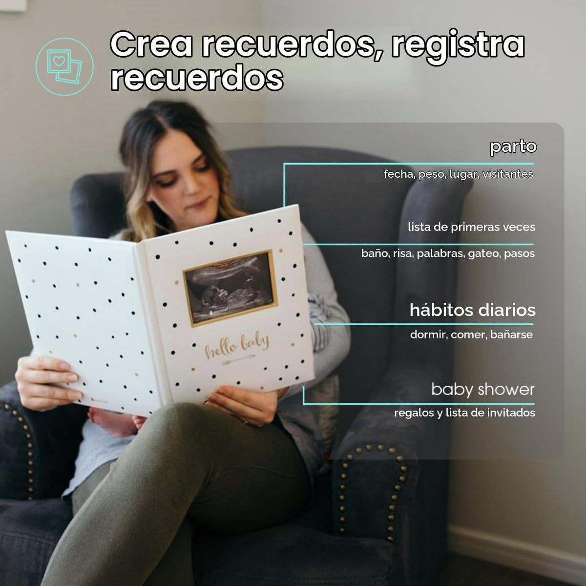 Pearhead Hello Baby First 5 Years Libro de Recuerdos, Recuerdo de B...