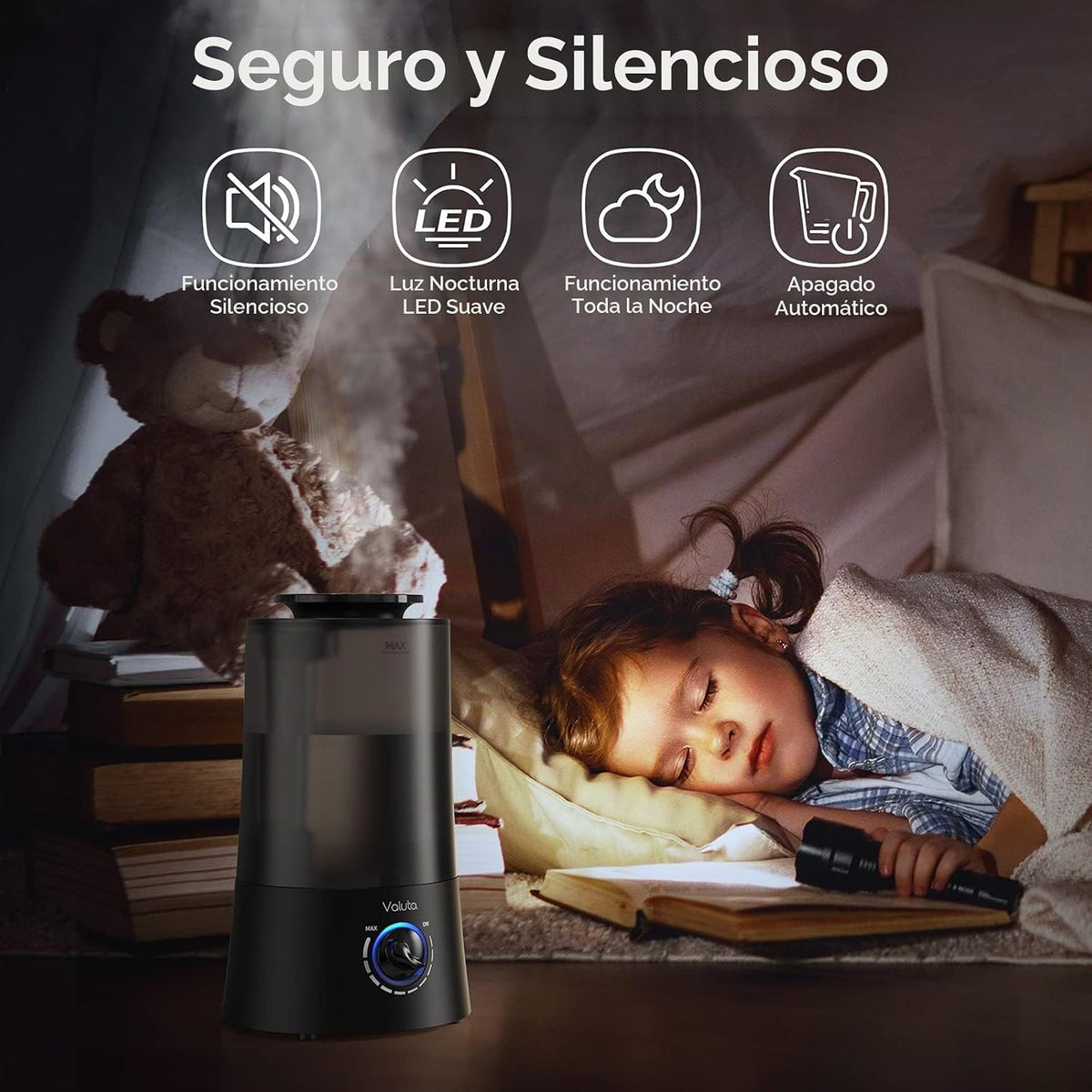 Humidificadores para dormitorio, humidificador de niebla fría de 4...