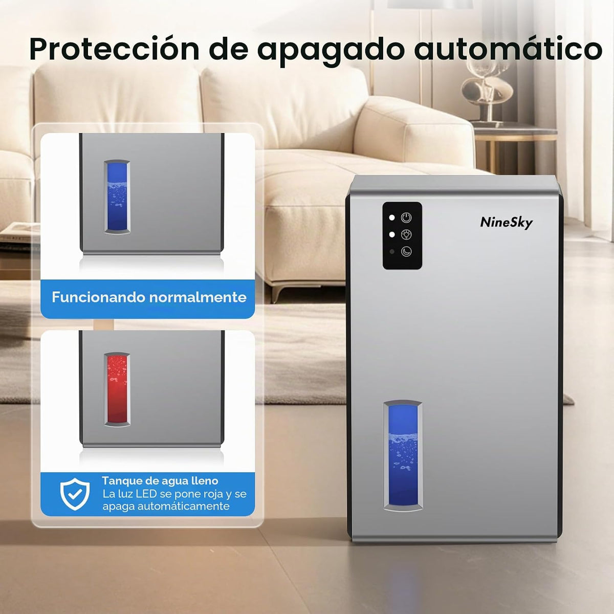 NineSky Deshumidificadores para el hogar, deshumidificador de 1000...