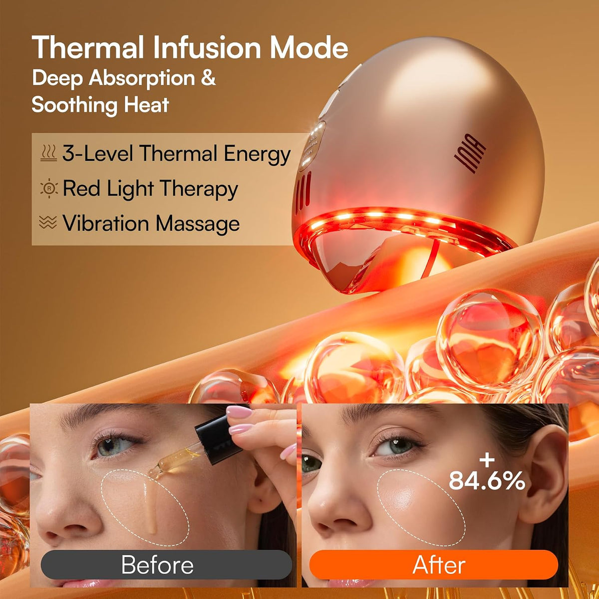 INIA 7 en 1 terapia de luz roja para cara y cuello Gua Sha herramie...