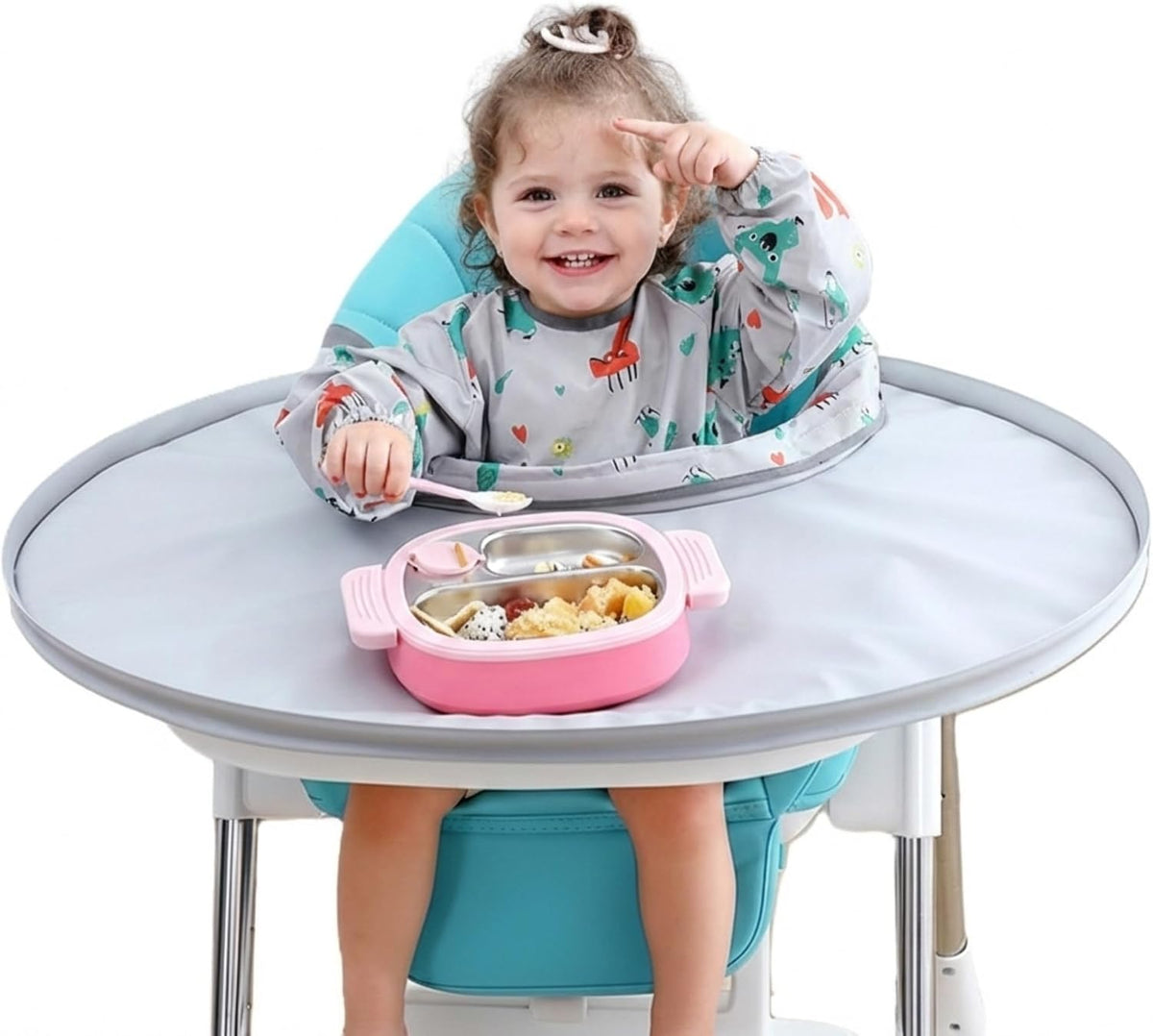 Juego de babero y bandeja de recogedor de alimentos para bebé, para...