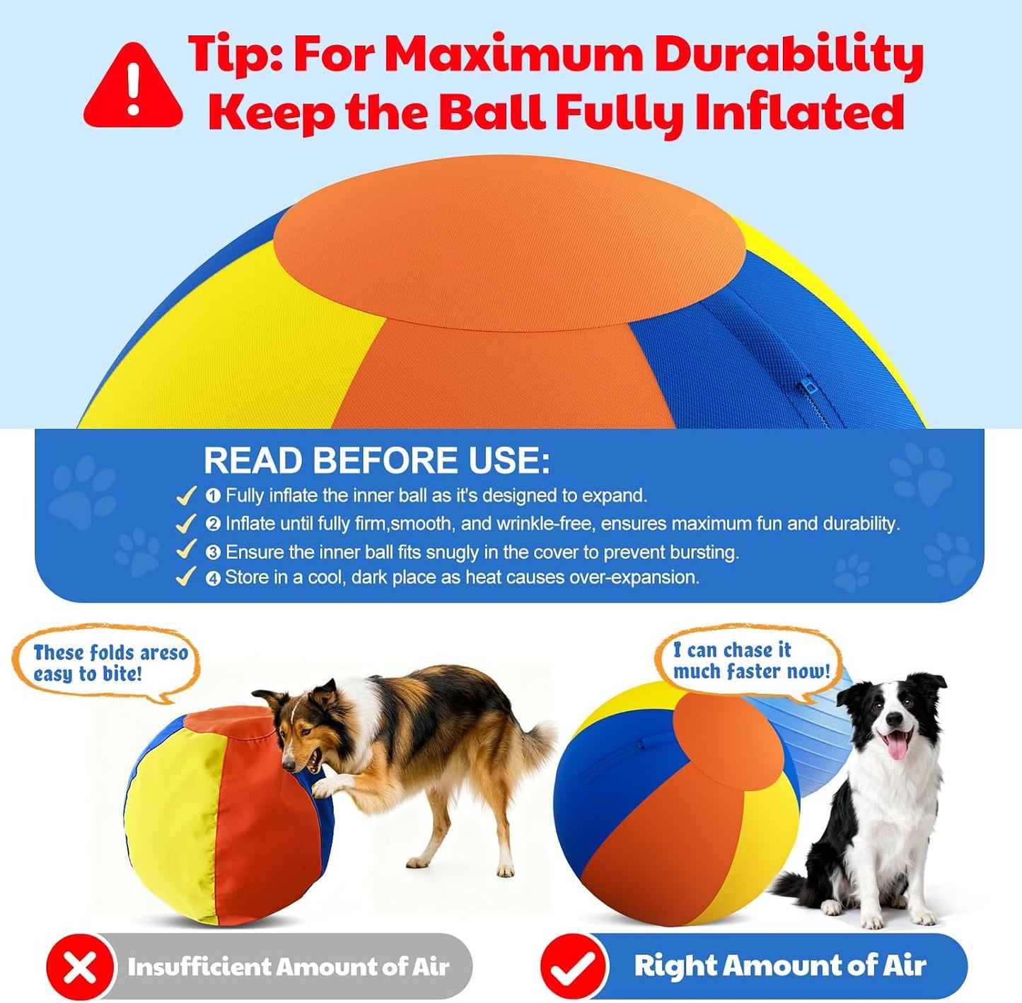 Happypaw Pelota de pastoreo 3.0 mejorada de 18 pulgadas para perros...