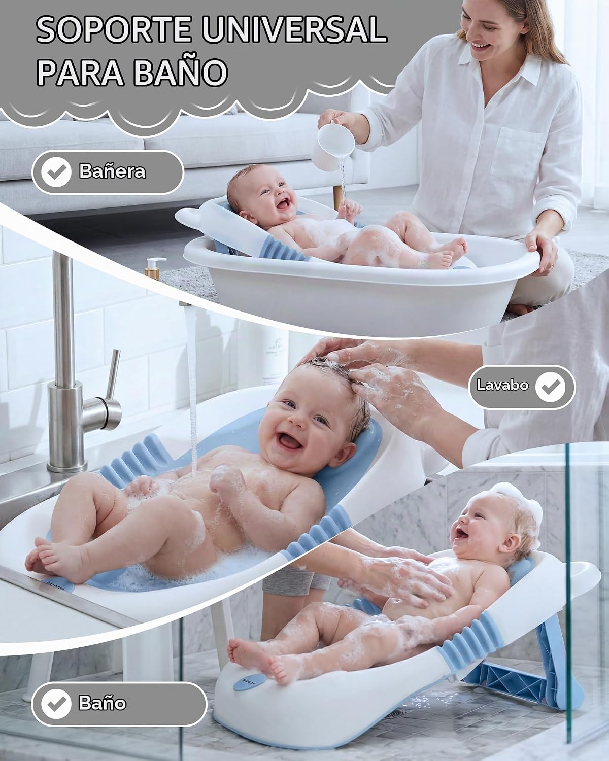ISELECTOR Soporte de baño plegable para bebé, asiento portátil para...