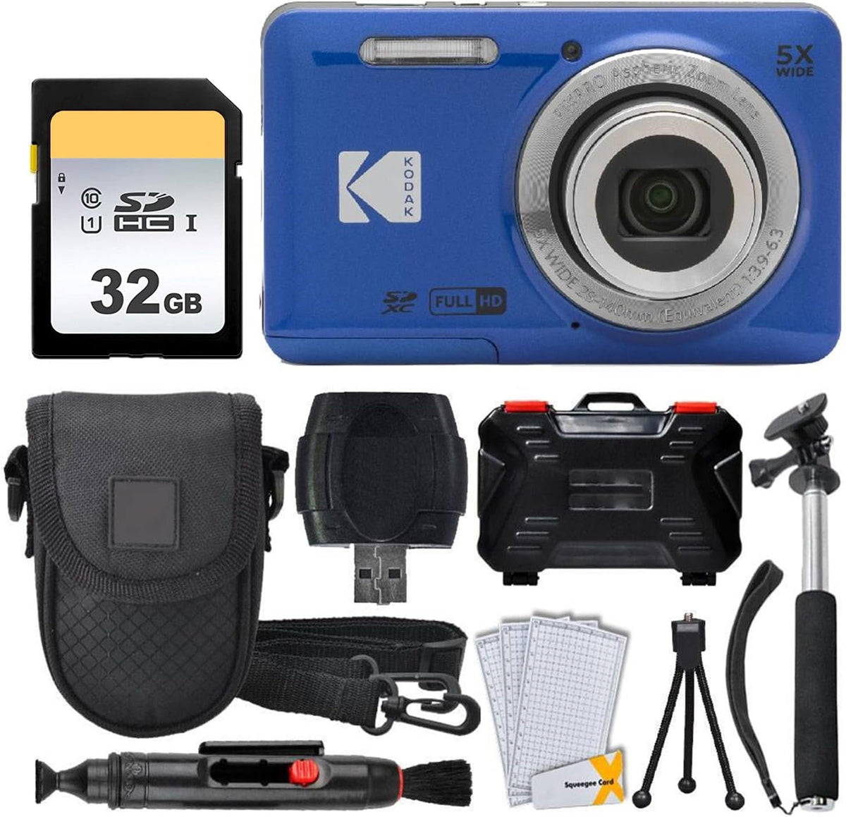 Kodak PIXPRO FZ55 - Cámara digital (azul) + tarjeta de memoria de 3...