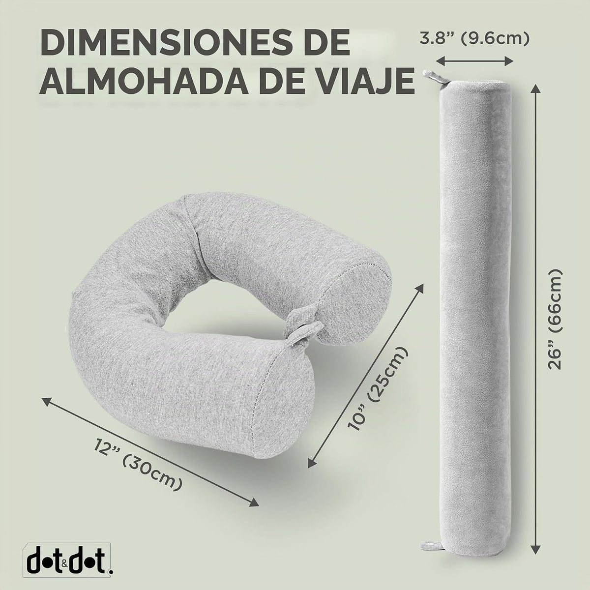 Dot&amp;Dot Almohada de viaje de espuma viscoelástica Twist para av...
