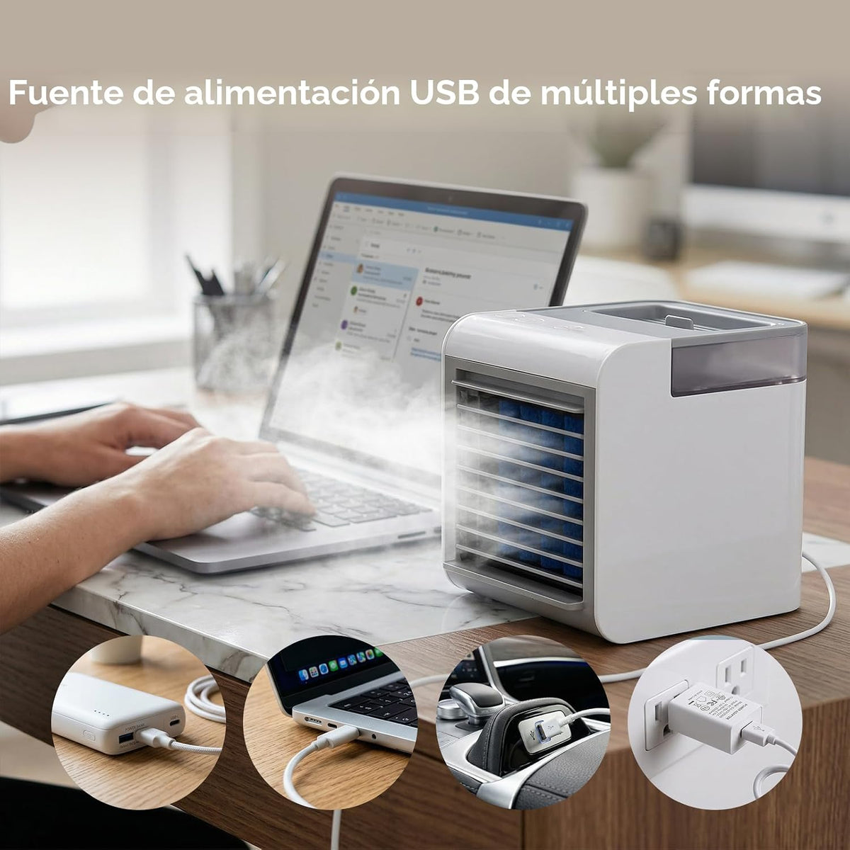 Ventilador de aire acondicionado portátil, mini enfriador de aire 4...