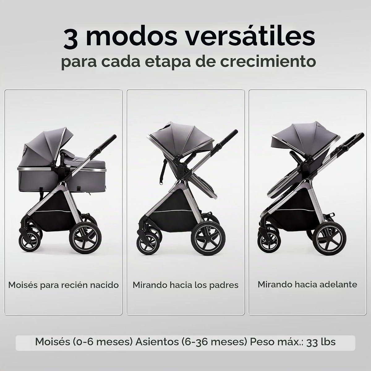 Cochecito de bebé convertible 2 en 1, recién nacido a niño pequeño...