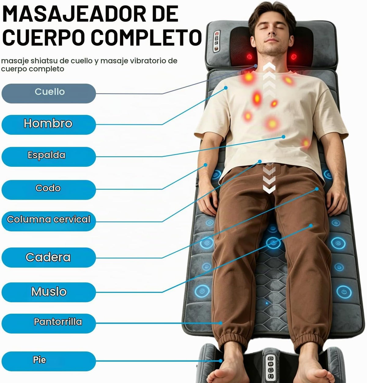 Roomark Alfombrilla de masaje de cuerpo completo con masajeador de...