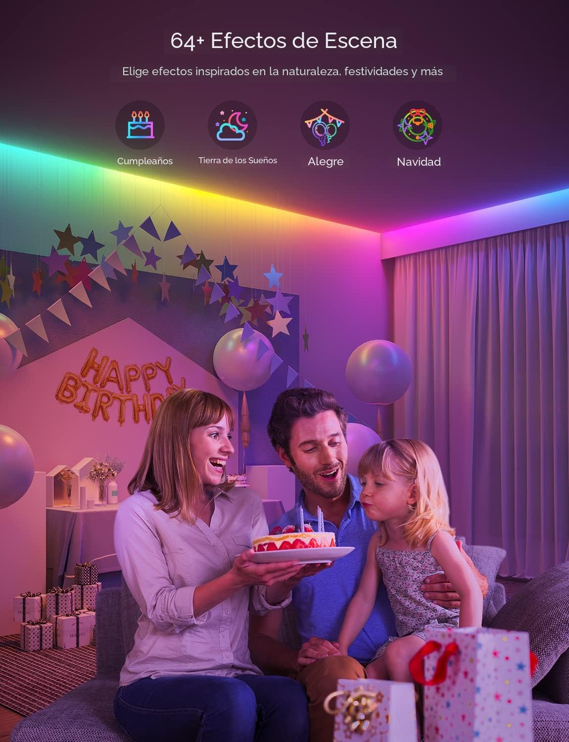 Govee Tira de luces LED RGBIC de 100 pies, luces LED inteligentes p...