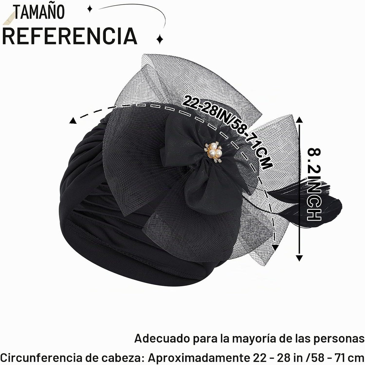 Bohend Gorro turbante con diamantes de imitación de flores, nudo de...