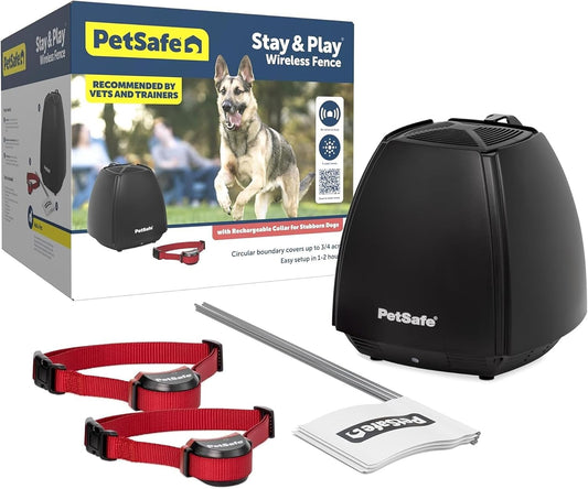 PetSafe Stay &amp; Play - Valla inalámbrica para 2 perros obstinado...