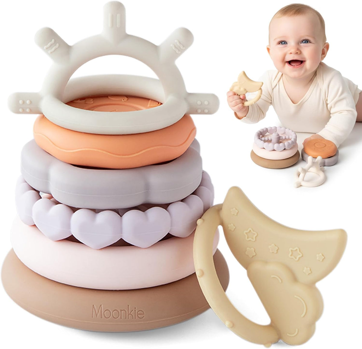 Moonkie Stacks of Circles - Juguete de Dentición Suave | Juguete de...
