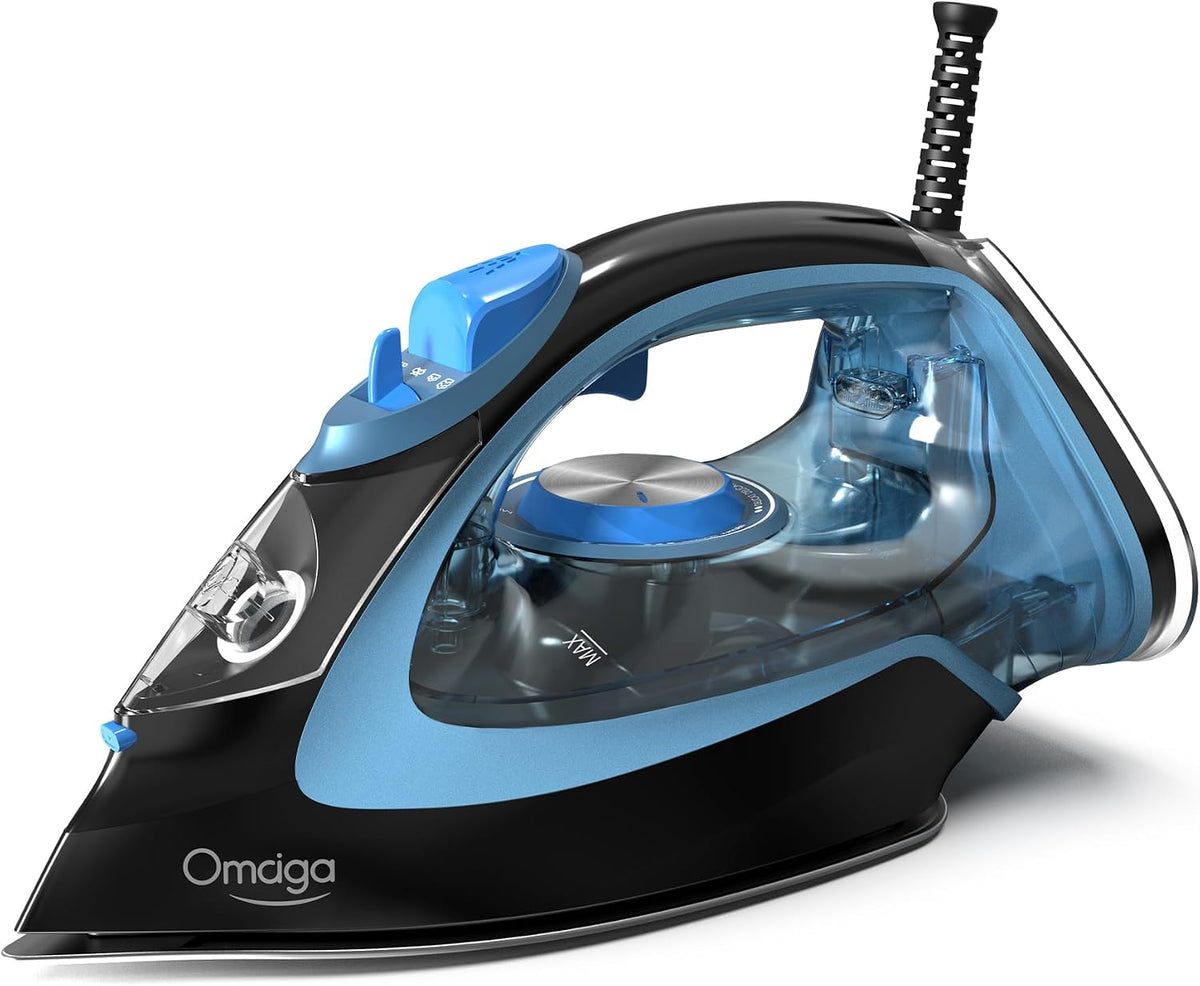 OMAIGA Plancha de vapor de 1750 W para ropa, tanque de agua grande...