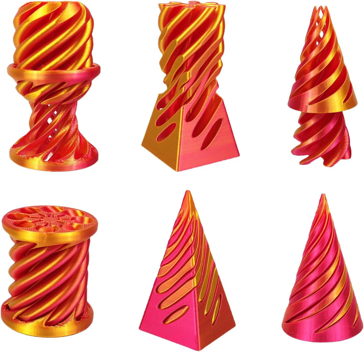 3 piezas 3D impreso pirámide imposible passthrough escultura, cono...